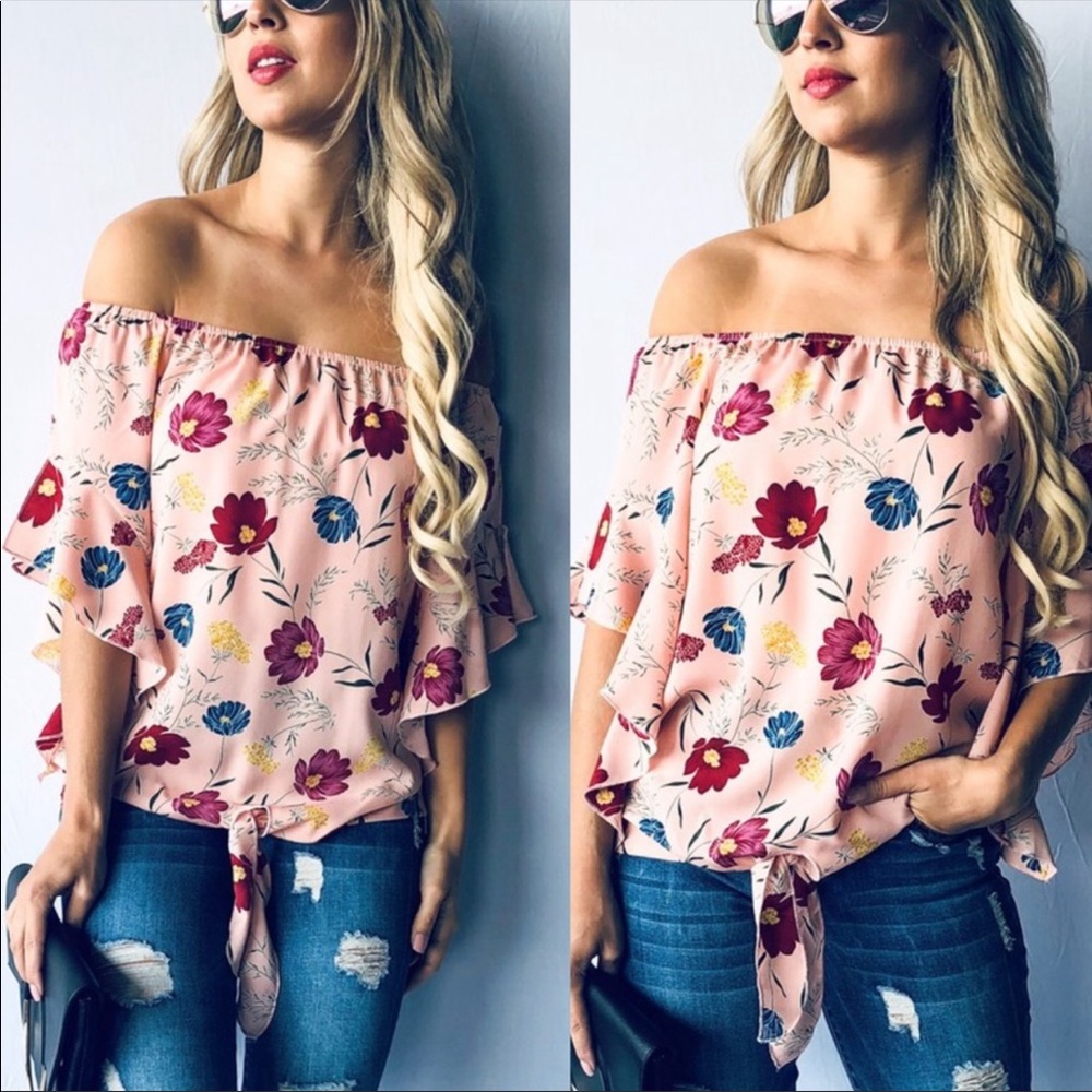 Floral Print Front Tie Top